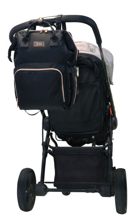 Mochila Bolso Maternal Bumpy Negro Rose Gold Head-5