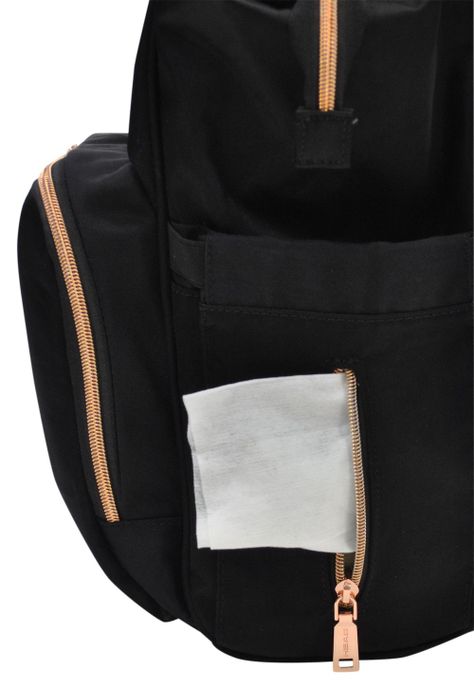 Mochila Bolso Maternal Bumpy Negro Rose Gold Head-6