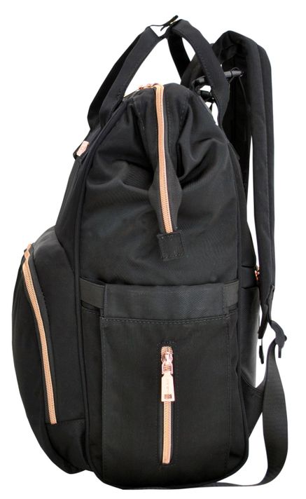 Mochila Bolso Maternal Bumpy Negro Rose Gold Head-7