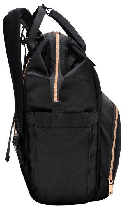 Mochila Bolso Maternal Bumpy Negro Rose Gold Head-8