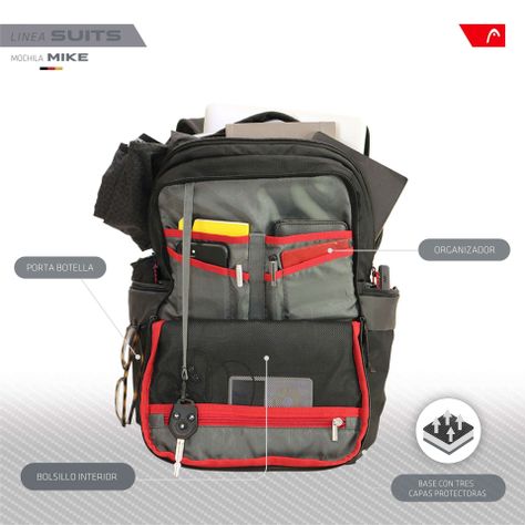 Mochila Ejecutiva Mike Negro Head-3