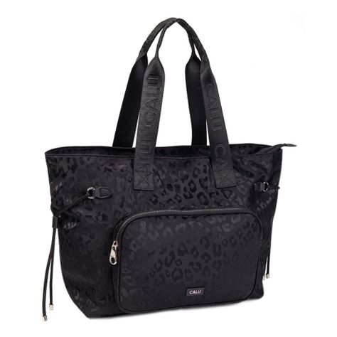 Cartera Tipo Tote Ginger Animal Print Negro Calu-0