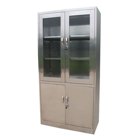 Vitrina de acero inoxidable 4 puertas mixtas-0