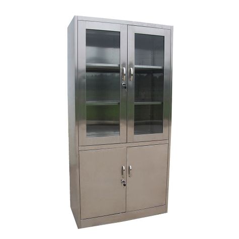 Vitrina de acero inoxidable 4 puertas mixtas-1