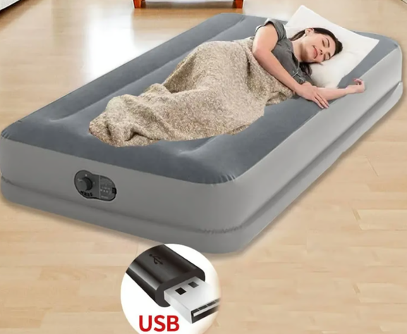 CAMA INFLABLE ELECTRICA GRIS USB 1 PL-2