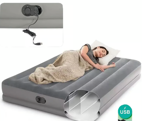 CAMA INFLABLE ELECTRICA GRIS USB 1 PL-3