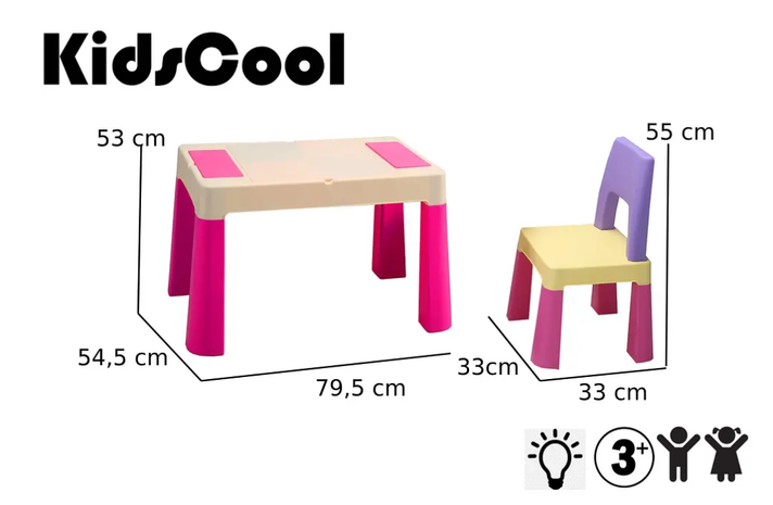 JUEGO DE MESA + 2 SILLAS ROSADO               -4