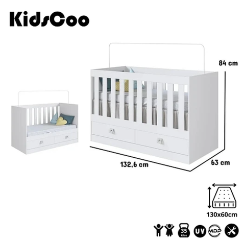 CUNA MULTIFUNCIONAL NEW AMORE 3 EN 1 BLANCO-3