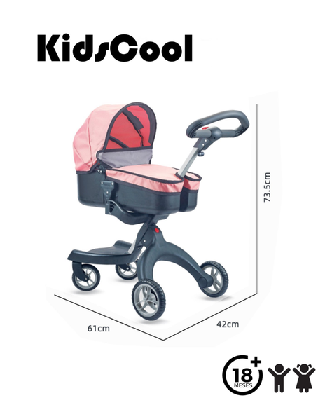 COCHE CUNA PASEO LUXURY ROSADO NEGRO-3