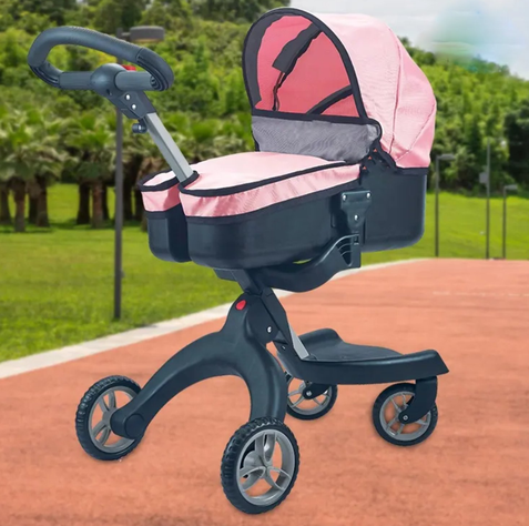 COCHE CUNA PASEO LUXURY ROSADO NEGRO-6