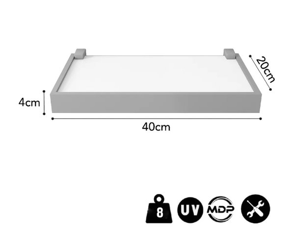 REPISA RECTA DUETTO BLANCO CON SOPORTE Y BORDA GRIS-2