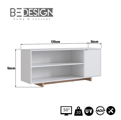 RACK CON 2 ESPACIOS + PUERTA PARA TV DE 50' BLANCO NOMAD EMOVELL-3