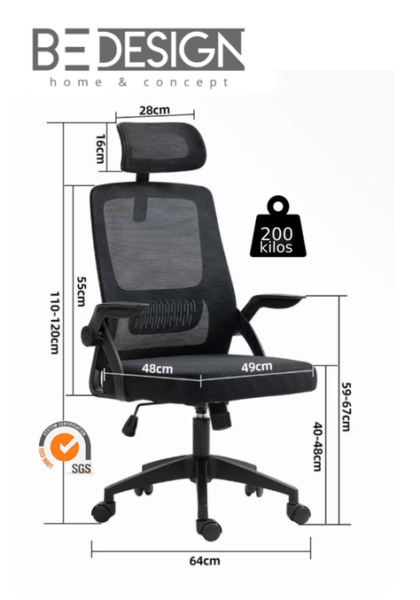 SILLA ERGONOMICA NEGRA 24 HRS-3