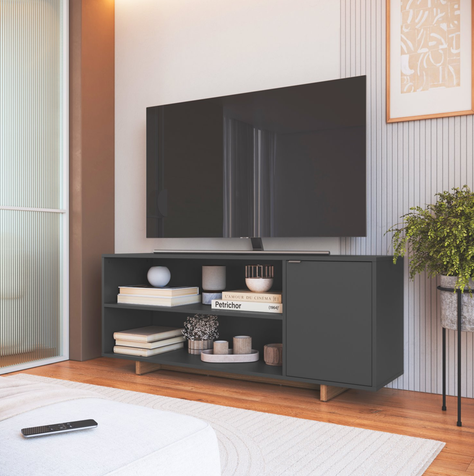 RACK CON 2 ESPACIOS + PUERTA PARA TV DE 50' GRIS NOMAD EMOVELL-2