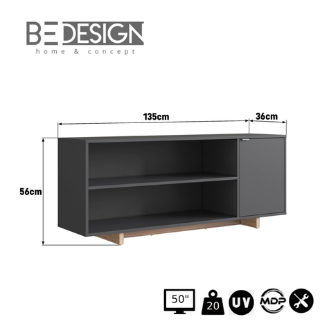 RACK CON 2 ESPACIOS + PUERTA PARA TV DE 50' GRIS NOMAD EMOVELL-3