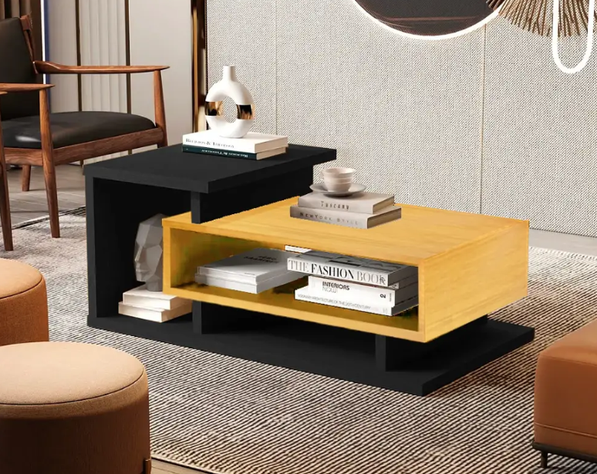 MESA DE CENTRO BOHO BICOLOR CARAMELO NEGRO-1