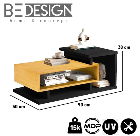 MESA DE CENTRO BOHO BICOLOR CARAMELO NEGRO-2