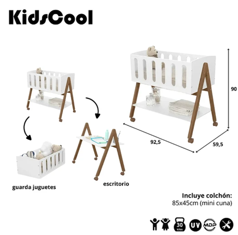 MINI CUNA COLECHO ECO WOOD C/RUEDAS-7
