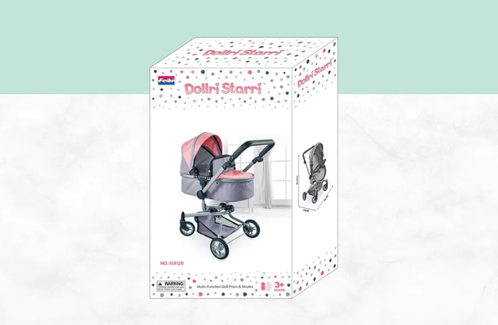 COCHE CUNA JUGUETE PARA MUÑECAS ROSADO KIDSCOOL-3