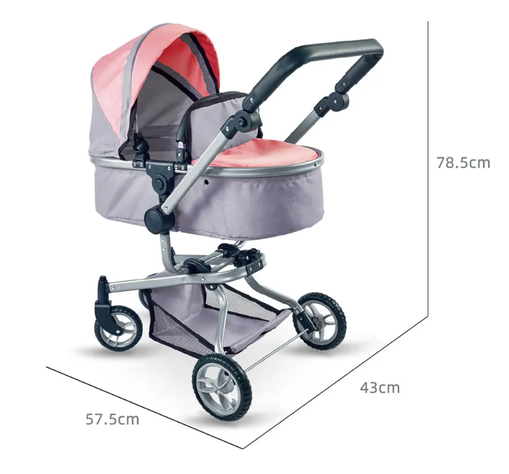 COCHE CUNA JUGUETE PARA MUÑECAS ROSADO KIDSCOOL-6