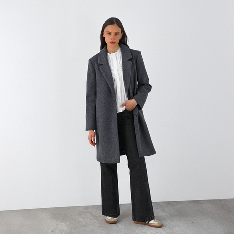 Abrigo Lanilla Melange Gris Mujer Raindoor-0