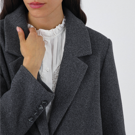 Abrigo Lanilla Melange Gris Mujer Raindoor-2