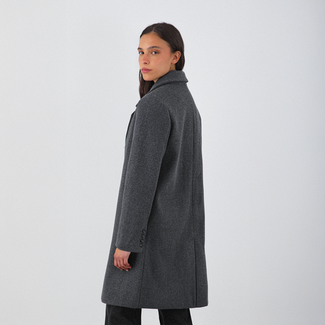 Abrigo Lanilla Melange Gris Mujer Raindoor-4