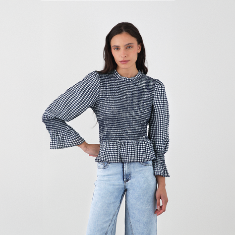 Blusa Panal Vichy Azul Mujer Raindoor-1