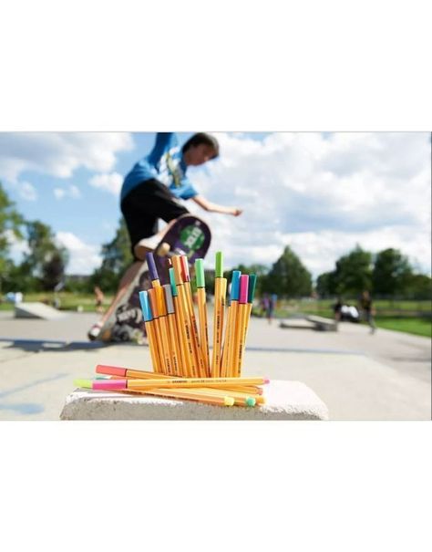 12 Lápices Mini Fineliner Tiralíneas 0.4mm Stabilo Point 88 -2