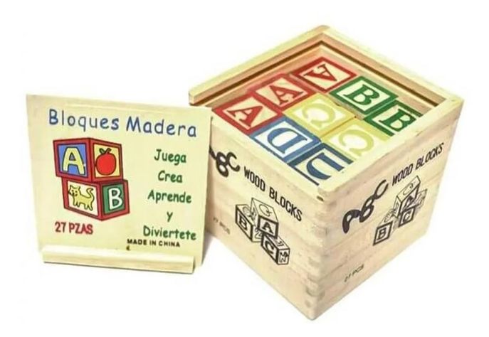 Cubo De Madera 27 Piezas Juguete Didáctico Letras Y Numero-1