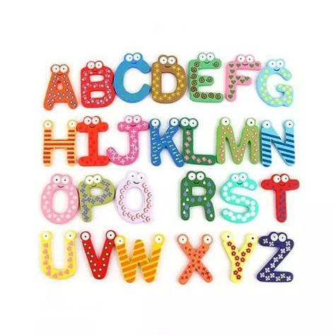 Letras Del Abecedario En Madera Magnéticos.-0
