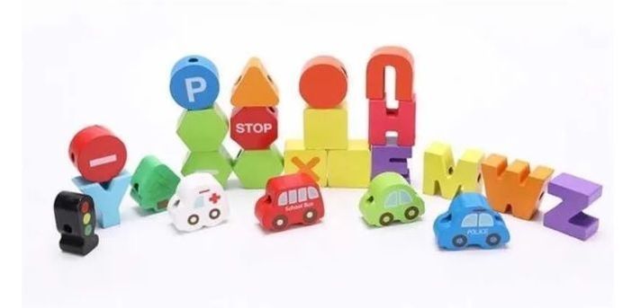  Cuentas De Madera Letras Ciudad Con Enhebrador Montessori-3