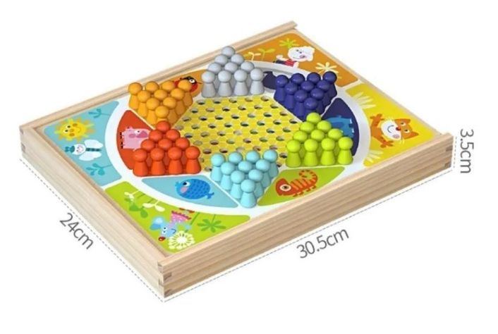 Damas Chinas Tablero Juego De Madera 4 Y Mas Juegos En 1-1