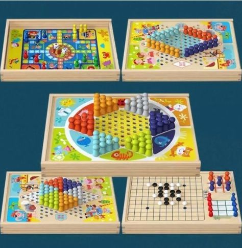 Damas Chinas Tablero Juego De Madera 4 Y Mas Juegos En 1-4