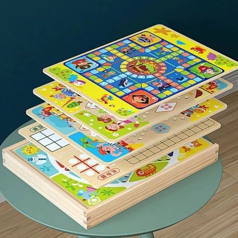 Damas Chinas Tablero Juego De Madera 4 Y Mas Juegos En 1-3