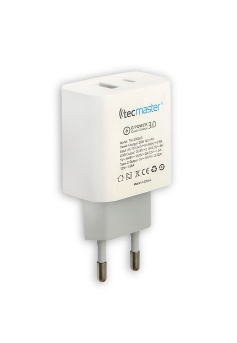 Cargador USB-C Power Delivery 20W + USB Quick Charge 3.0 20W-0