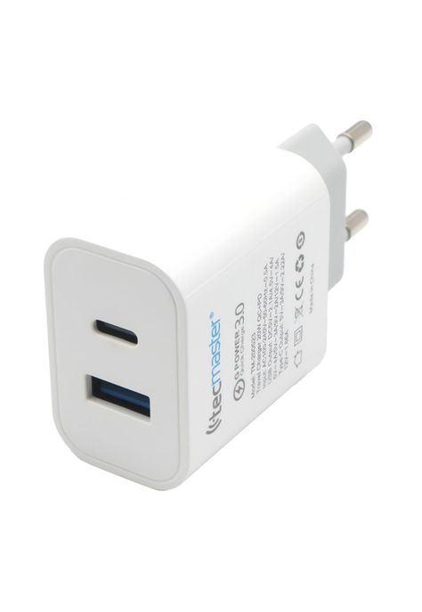 Cargador USB-C Power Delivery 20W + USB Quick Charge 3.0 20W-1