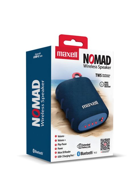 Parlante Portatil Maxell Water Resistant IPX5 Nomad Navy 5W-5