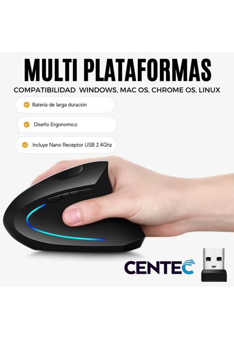 Mouse Vertical Inalámbrico Ergonómico Recargable 2.4 Ghz Pro-6