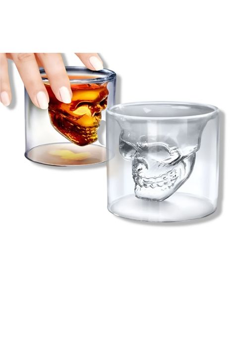 Pack de 8 Vasos para Whiskey Calavera Maya 150ML Doble Fondo-1