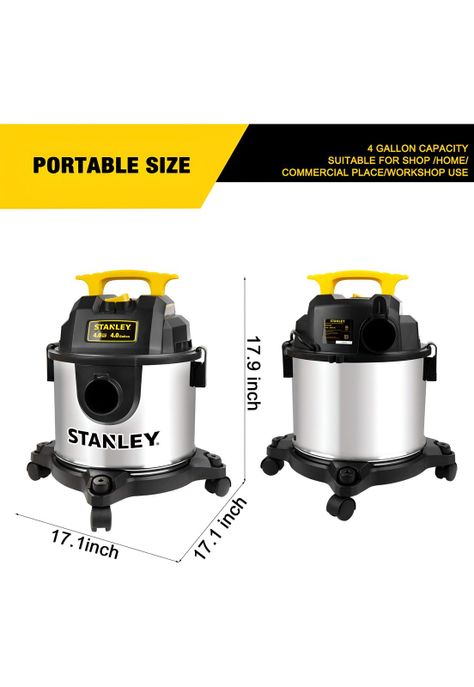 Aspiradora y Sopladora Stanley Inox 15LT 1300W Seco y Húmedo-8