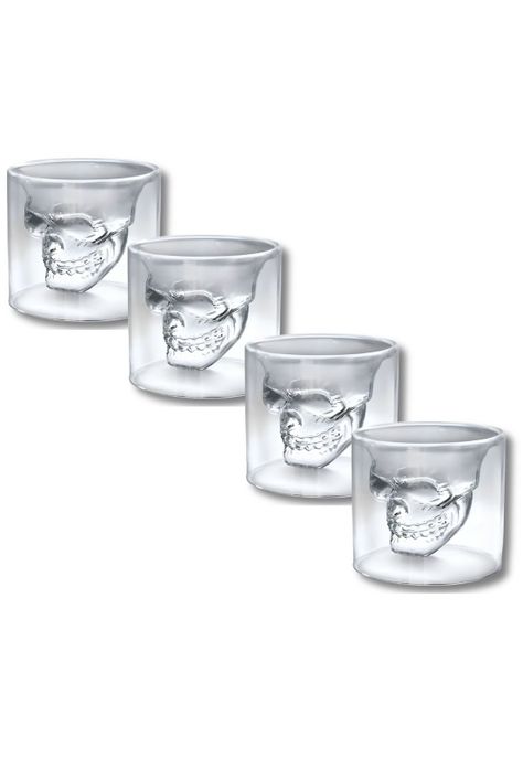 Pack de 4 Vasos para Whiskey Calavera Maya 75ML Doble Fondo-0