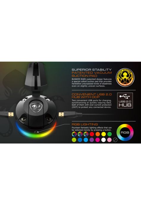 Hub Usb Gamer Cougar Bunker  +  Bungee Mouse Full Rgb-7