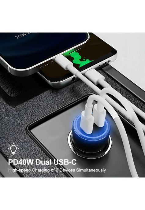 Cargador USB-C para Auto Dual Port Power Delivery 40W TM-200542-5