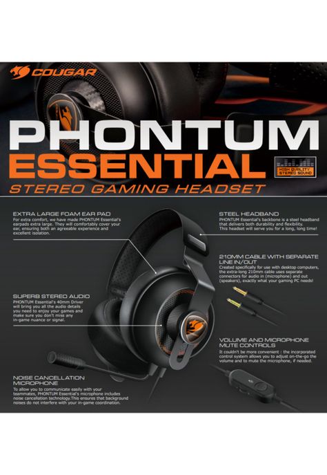 Audifonos Cougar Phontum Essential Black Multiplataformas-6