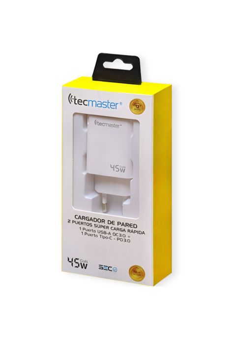 Cargador Pared 45W GAN PD Type-C + USB Tecmaster SEC 200540-7