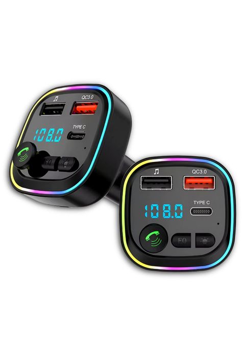 Transmisor FM Bluetooth + Puerto Quick Charge 20W 12/24V RGB-1