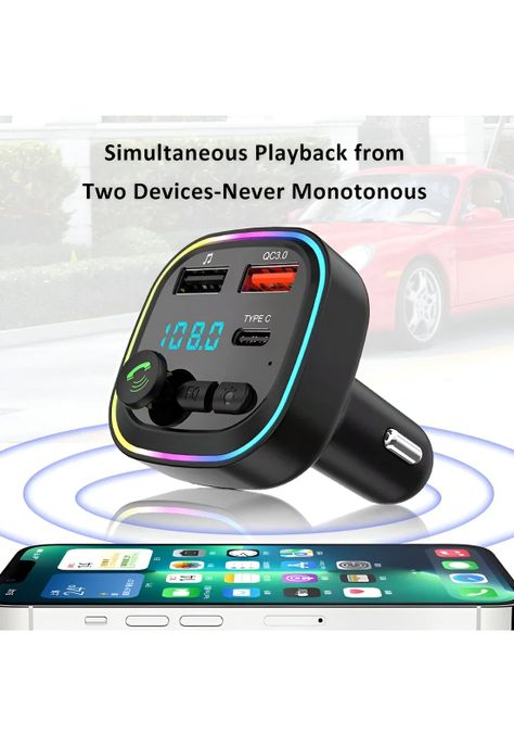 Transmisor FM Bluetooth + Puerto Quick Charge 20W 12/24V RGB-2