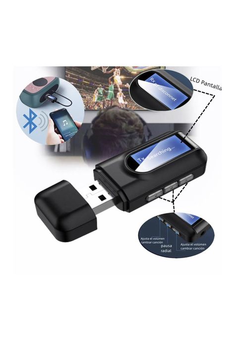 Transmisor y Receptor Bluetooth de Audio y Datos RX - TX  BT 5.0 Pantalla LCD-1