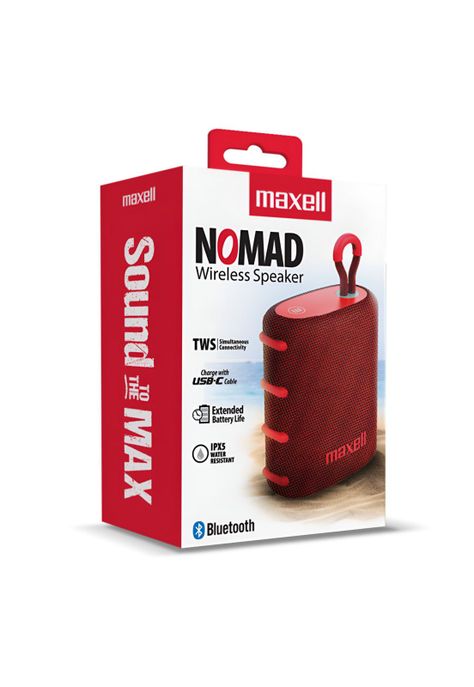 Parlante Portatil Maxell Water Resistant IPX5 Nomad Rojo 5W-2